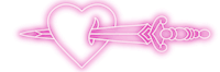 a pink heart with a sword in it