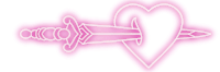 a pink heart with a sword in it